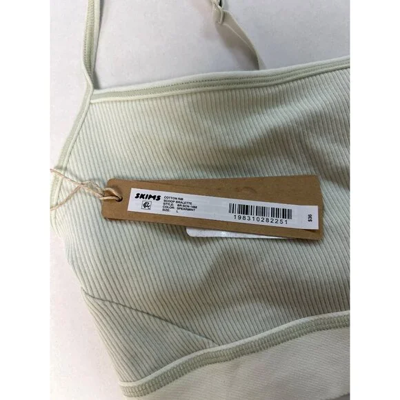 SKIMS Cotton Rib Scoop Bralette Spearmint Size Large NWT - Picture 6 of 8